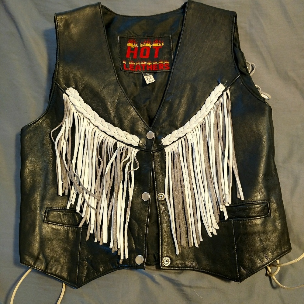 Hot Leathers Black and White Ladies Vest USA Made
